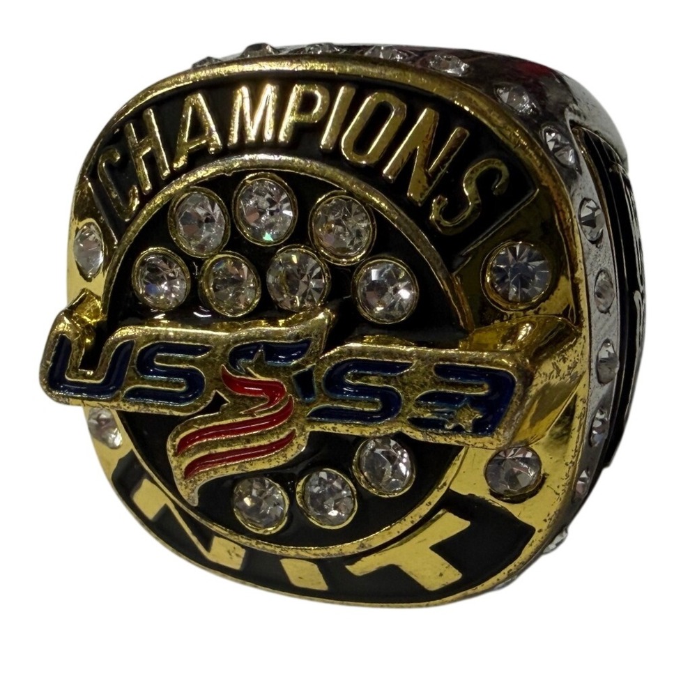 USSSA NIT Champions Ring Two Tone Gold Silver Rhinestone Sports Memorabilia
